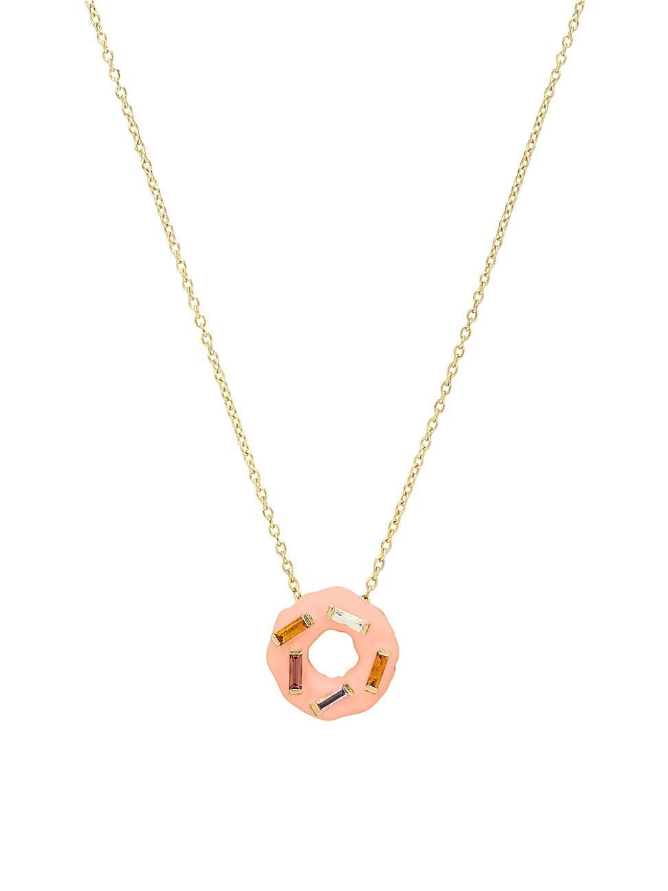 Womens Pasiones Goldtone, Enamel & Multi-Gemstone Glazed Donut Pendant Necklace Product Image