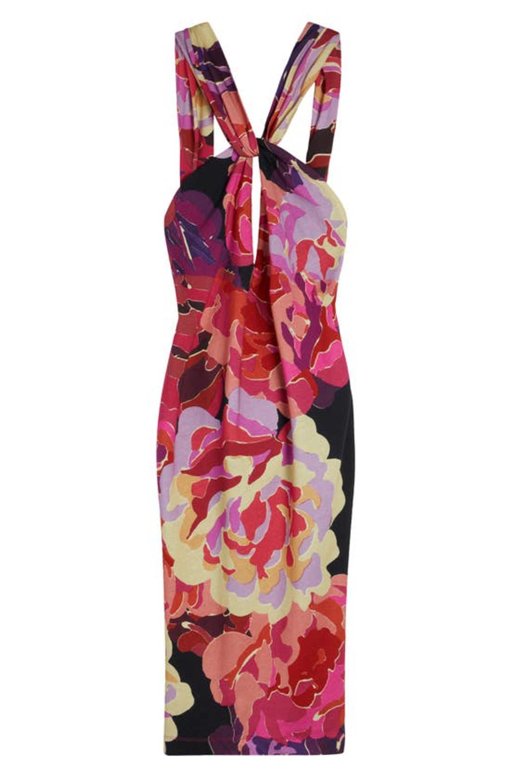 DRIES VAN NOTEN Floral Cotton Midi Dress In 304 Fuchsia Product Image