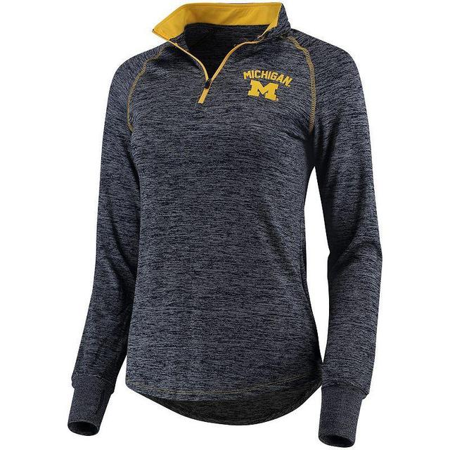 Womens Colosseum Michigan Wolverines Bikram Lightweight Fitted Quarter-Zip Long Sleeve Top Blue Product Image