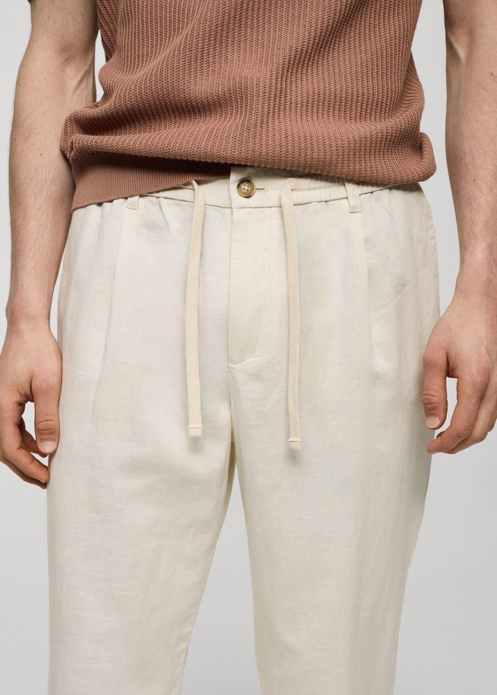 MANGO MAN - Slim-fit pants with drawstring off whiteMen Product Image