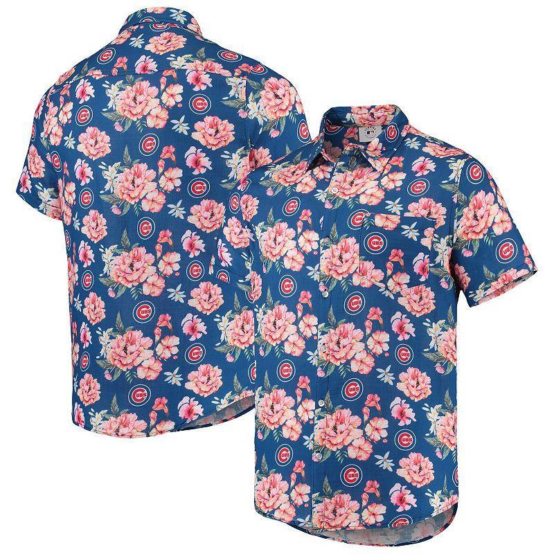 Mens FOCO Royal Chicago Cubs Floral Linen Button-Up Shirt Product Image