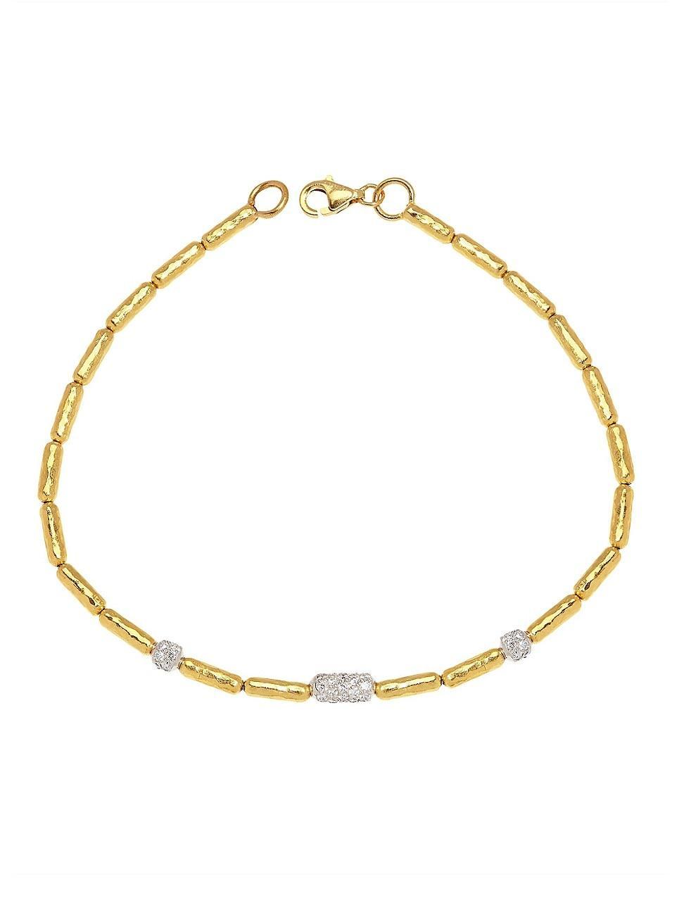 Womens 24K Gold Beaded Bracelet Product Image