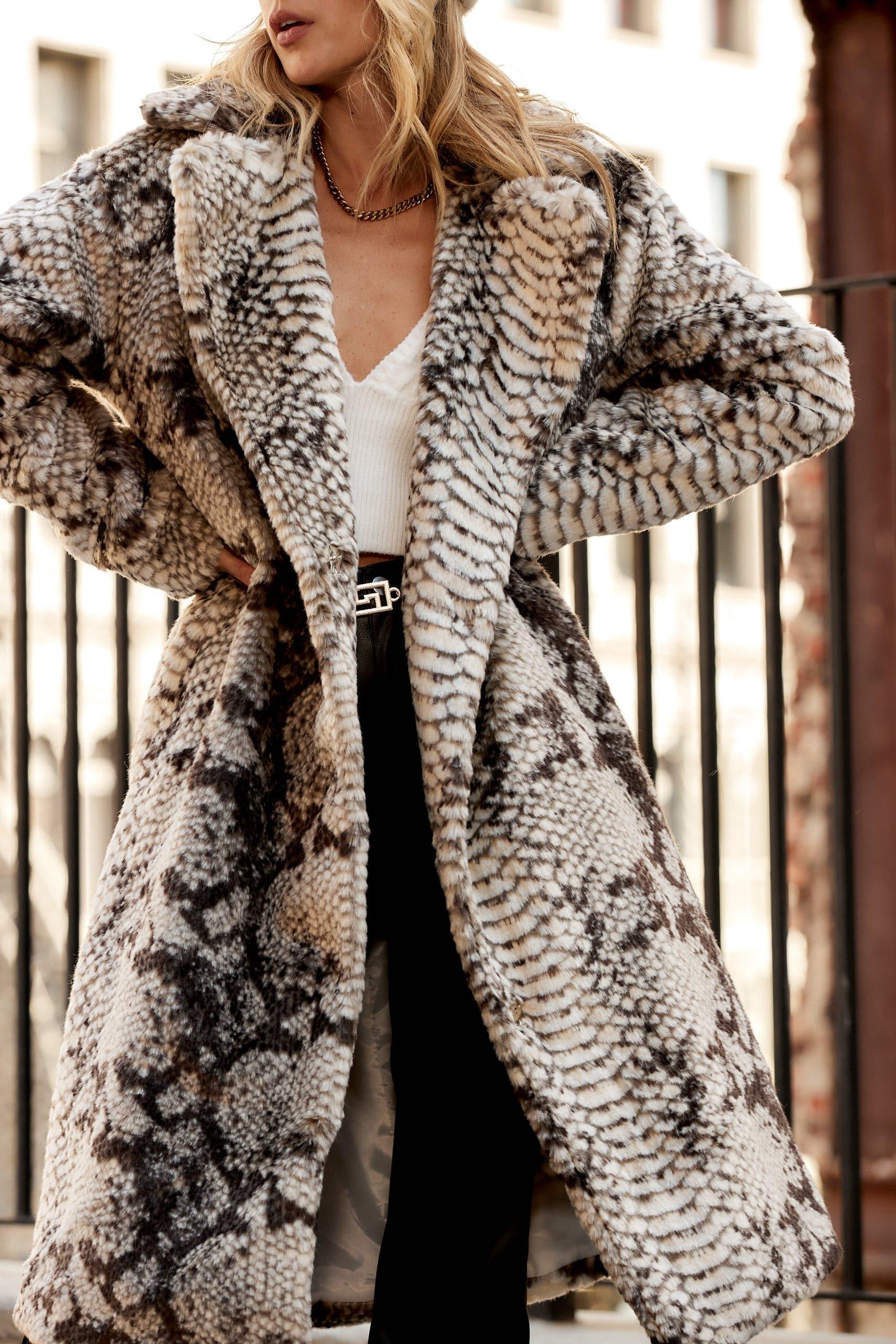 Vivienne Grey Snake Faux Fur Jacket Product Image