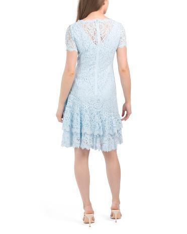 Short Sleeve Lace Dress With Tiers for Women Product Image