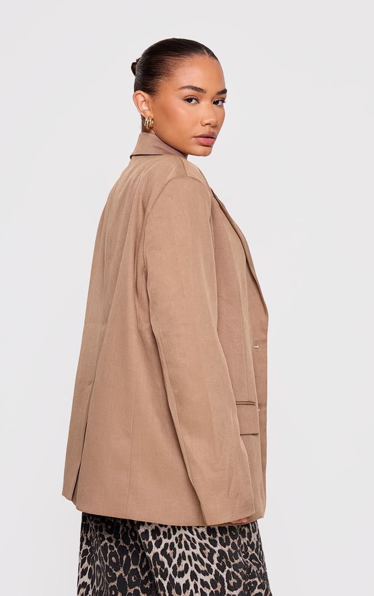 Petite Taupe Woven Oversized Blazer Product Image