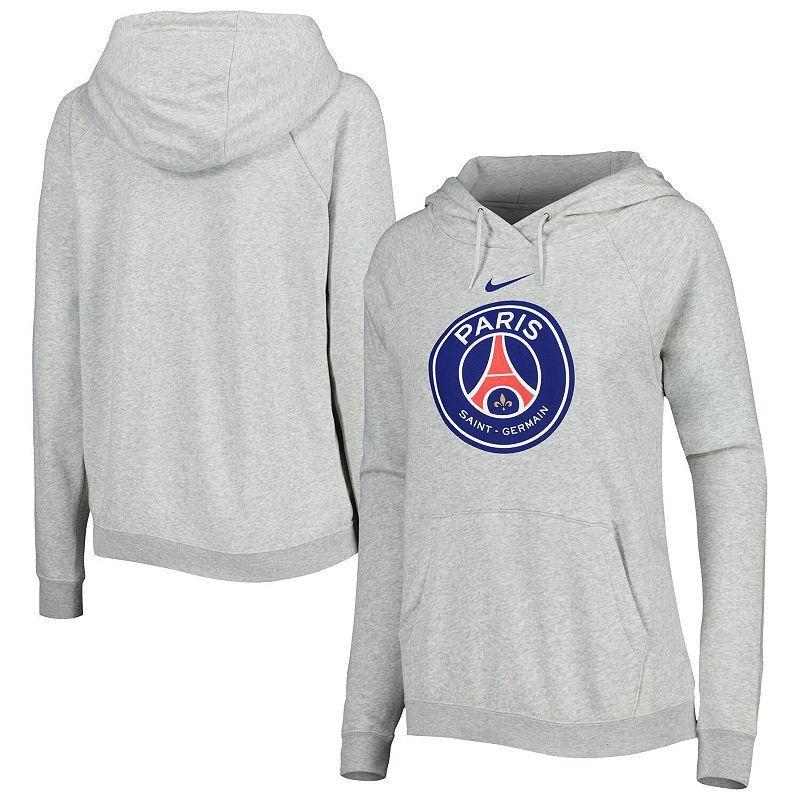 Womens Nike Heather Gray Paris Saint-Germain Varsity Raglan Tri-Blend Pullover Hoodie Product Image