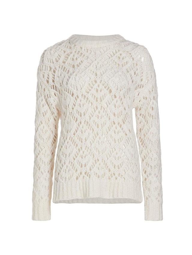 Womens Open-Knit Wool & Cashmere-Blend Sweater Product Image