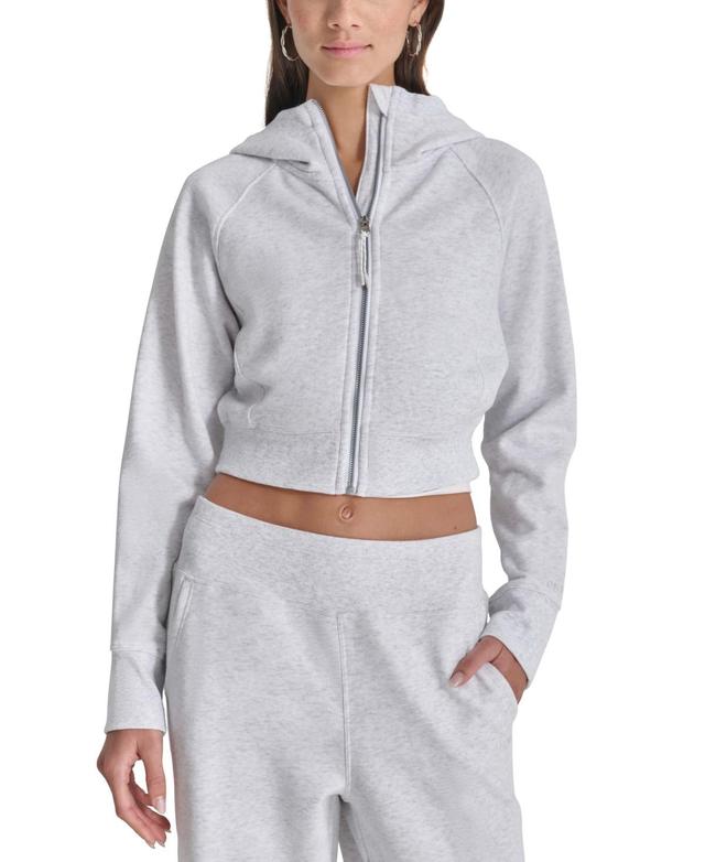 Dkny Sport Womens Full-Zip Cropped Fleece Hoodie Product Image