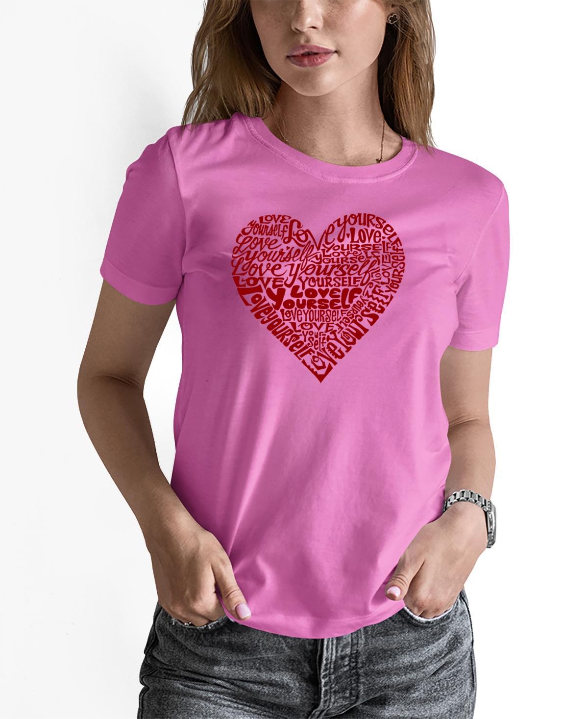 La Pop Art Womens Love Yourself Word Art Short Sleeve T-shirt Product Image