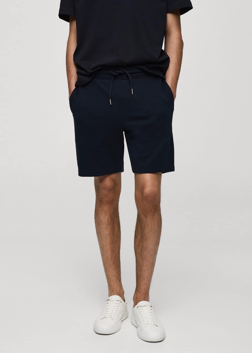 MANGO MAN - Jogger cotton Bermuda shorts dark navyMen Product Image