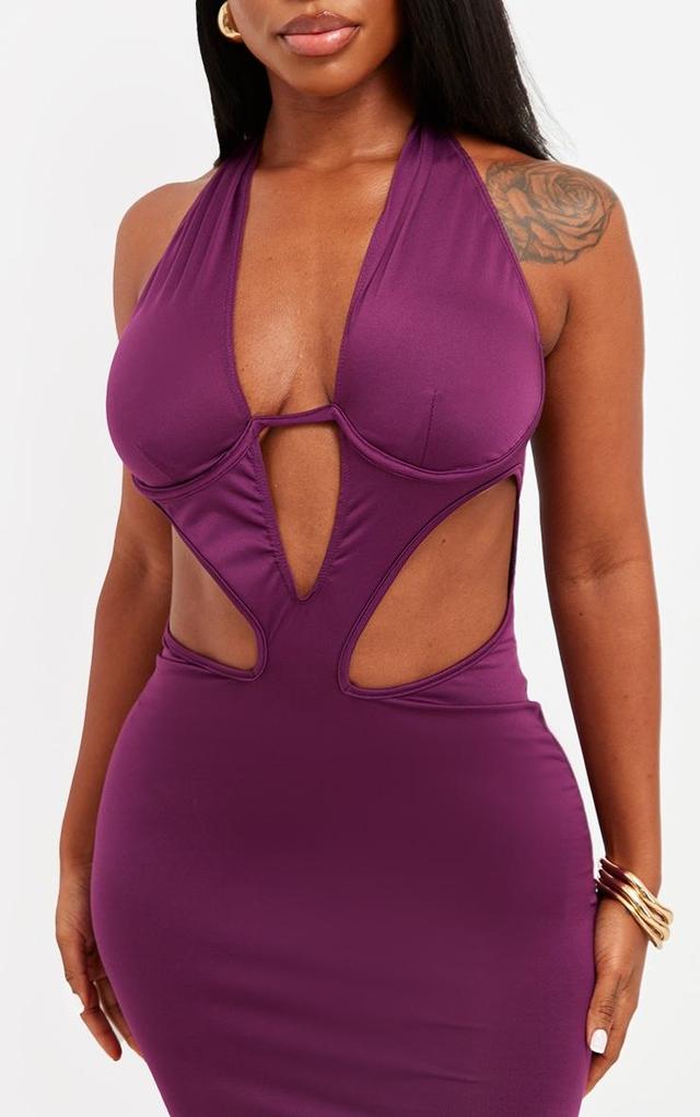 Shape Dark Purple Bralet Detail Cut Out Front Maxi Dress Product Image