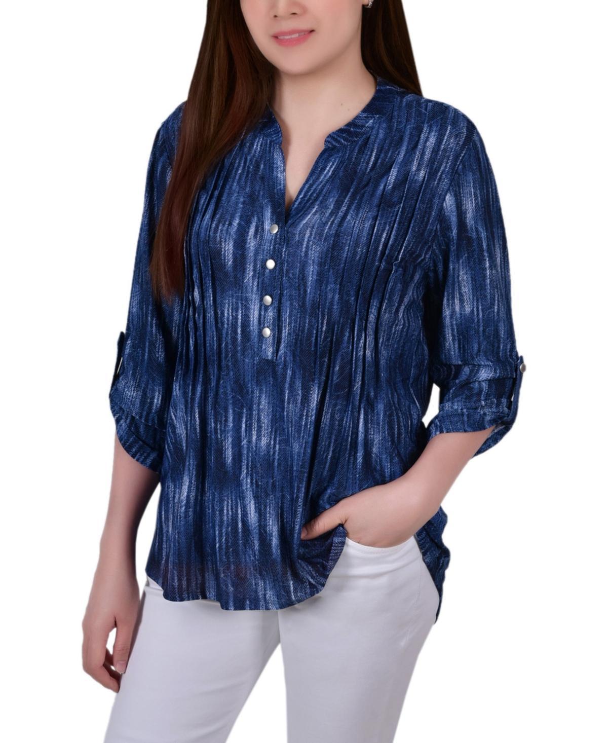 Womens 3/4 Roll Tab Sleeve Y-neck Top Product Image