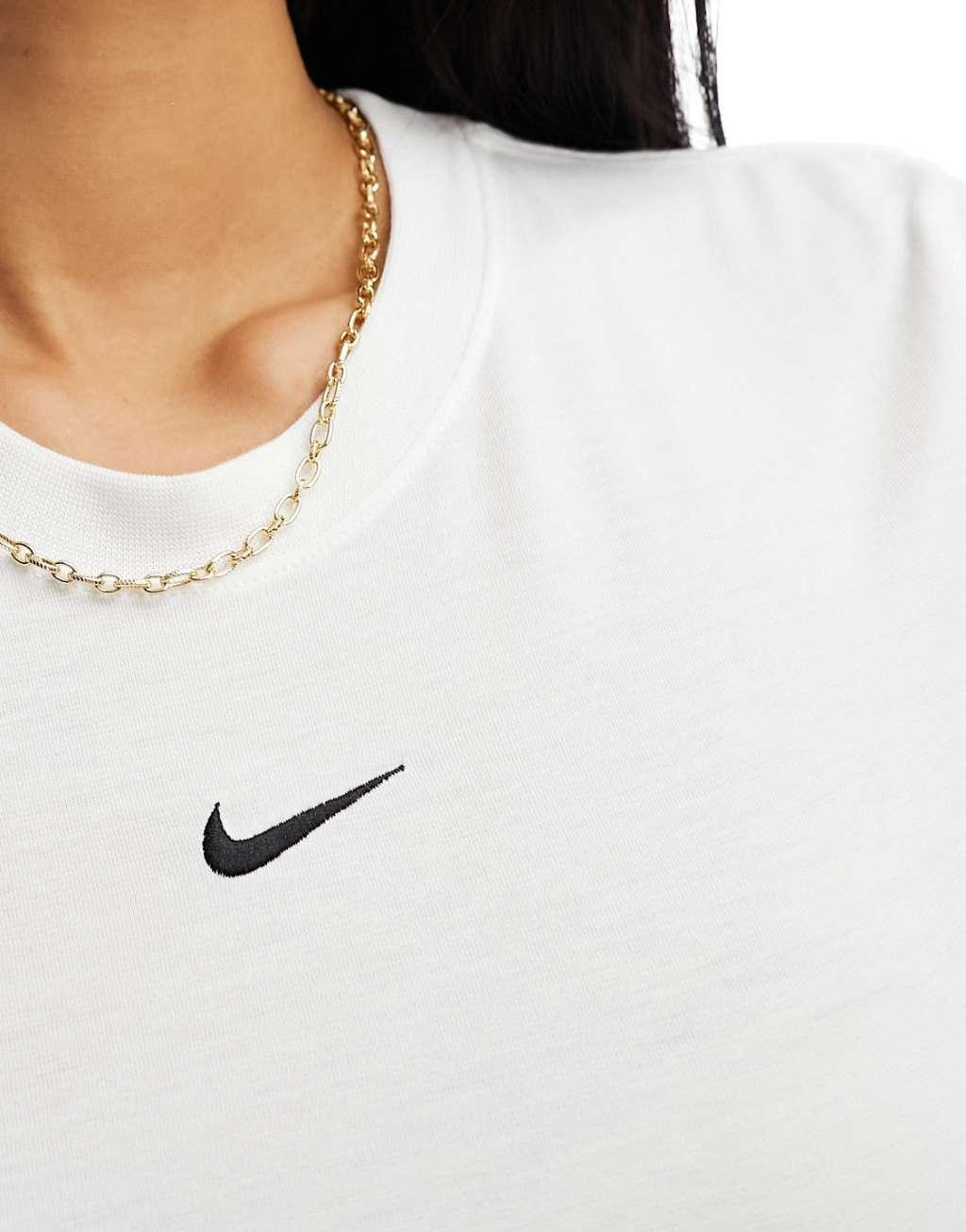 Nike Essential slim crop t-shirt in white Product Image