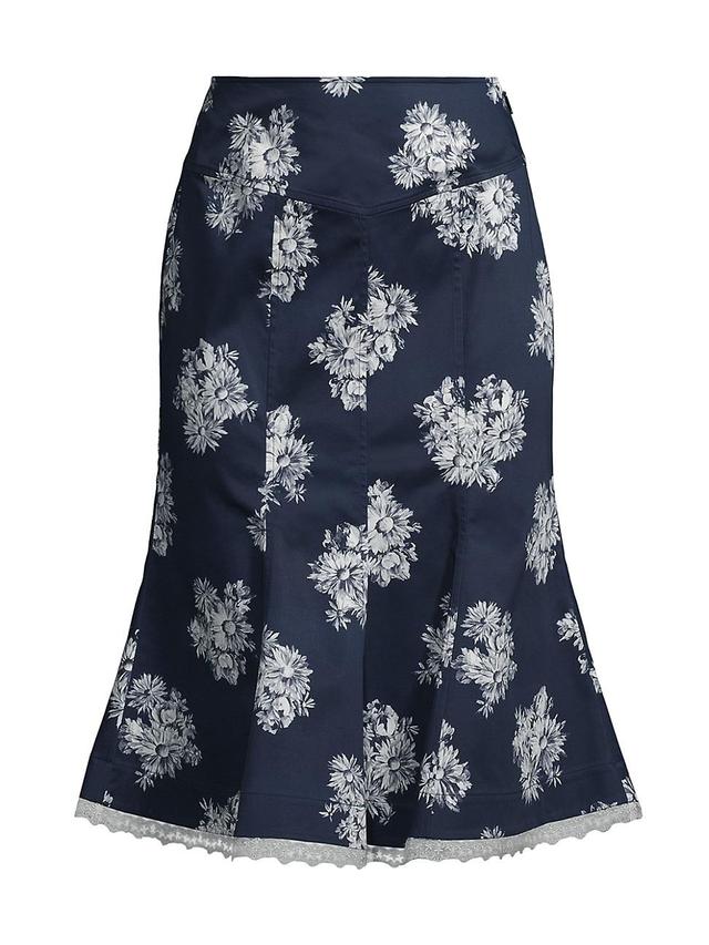 Womens Floral Flared Midi-Skirt Product Image