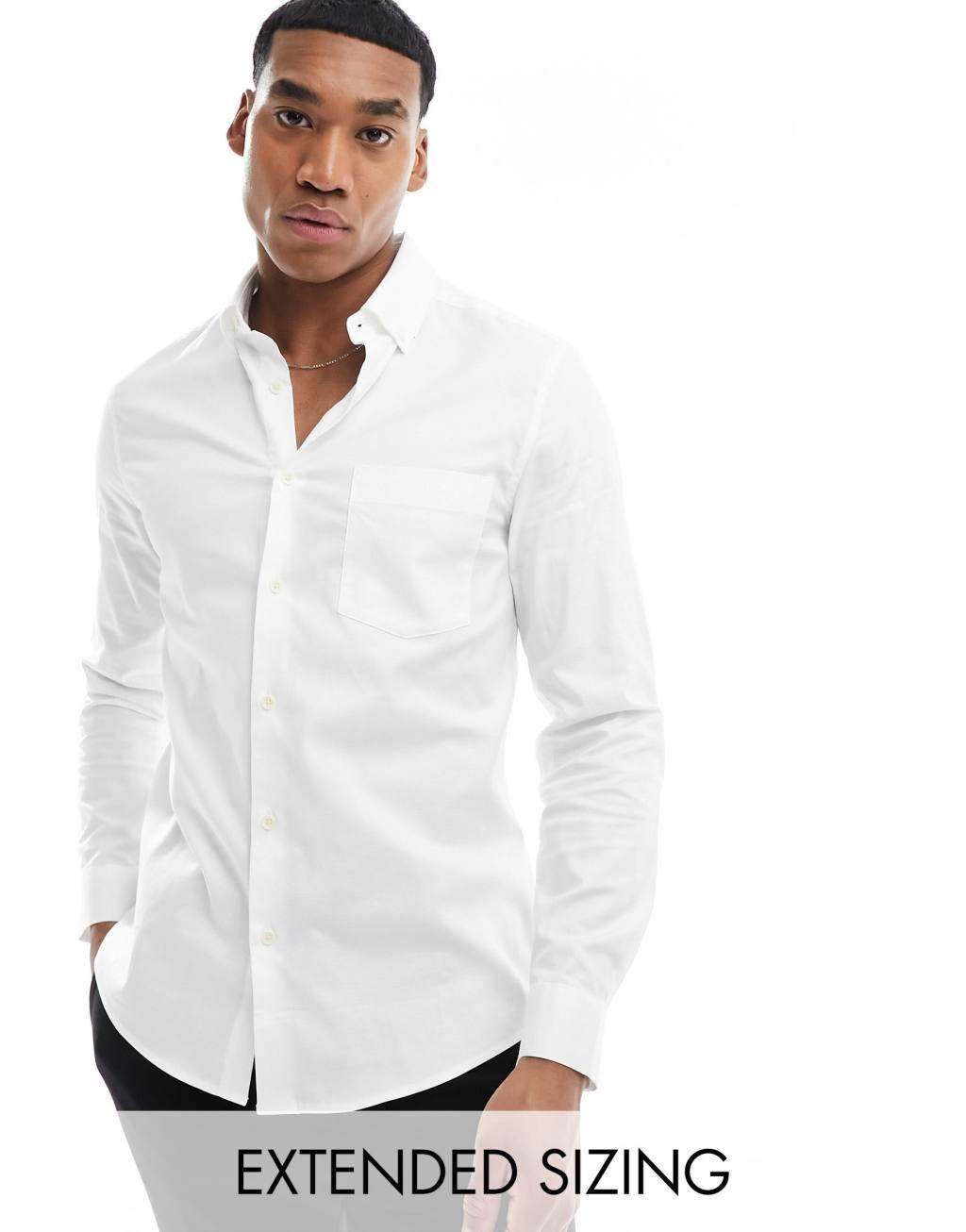 ASOS DESIGN slim oxford shirt in white  Product Image