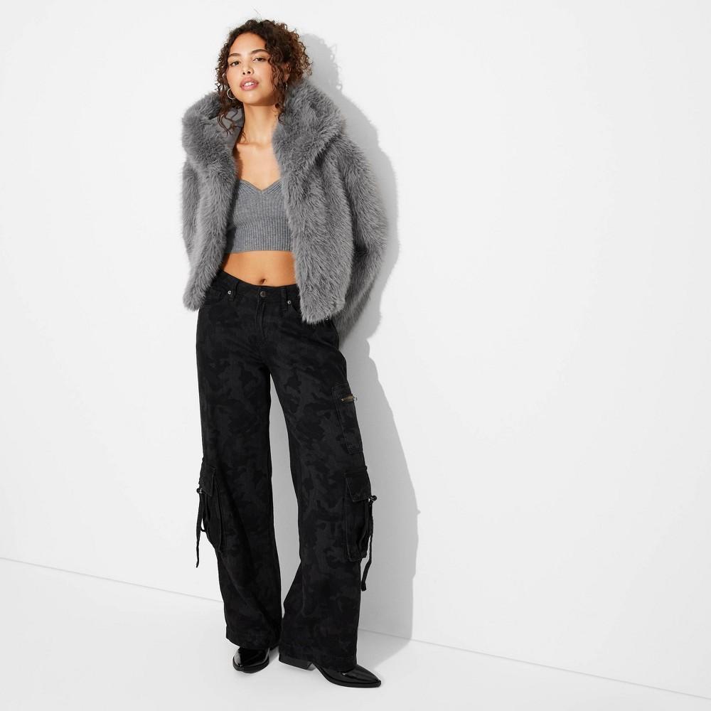 Womens Cropped Hooded Faux Fur Jacket - Wild Fable XS Product Image