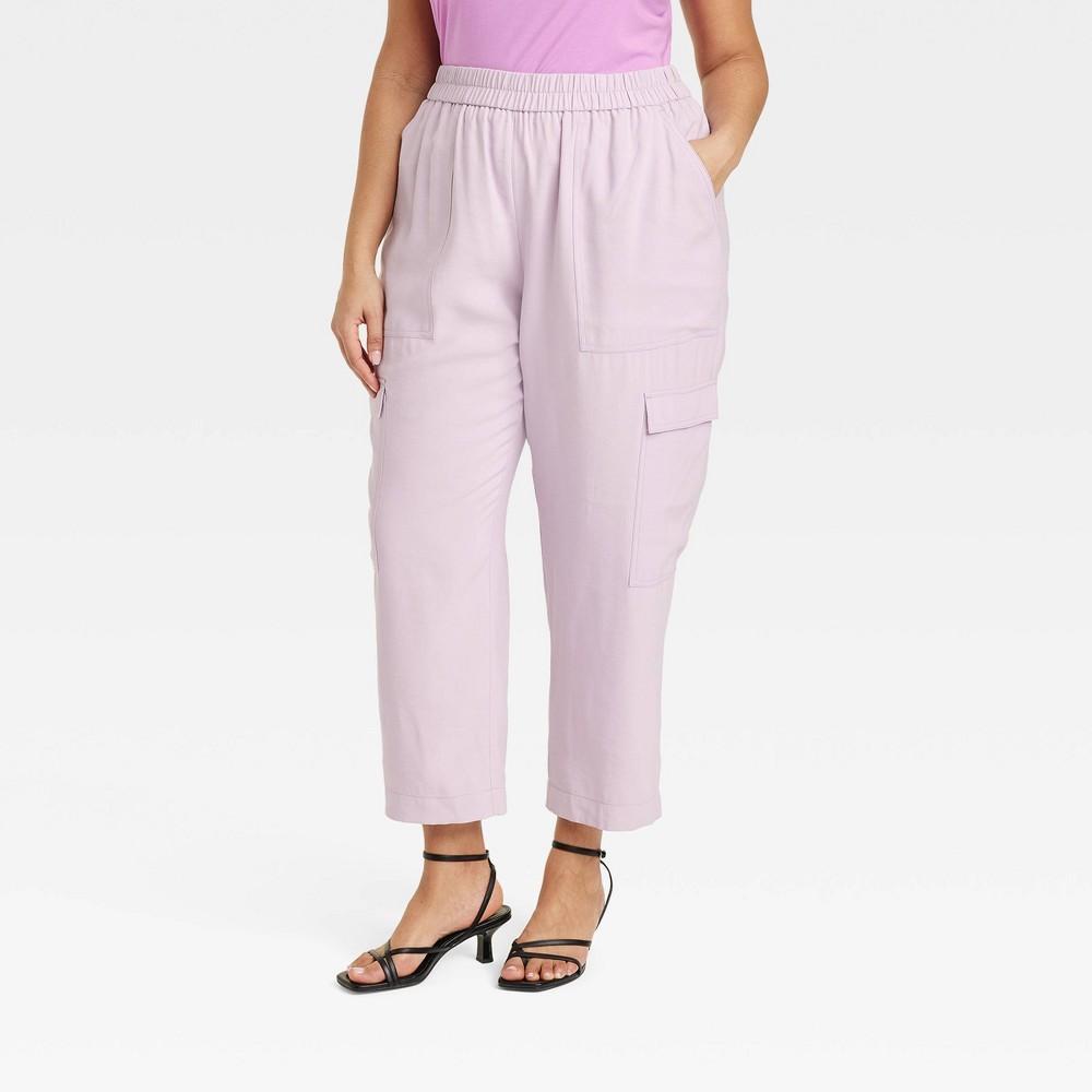 Womens High-Rise Ankle Cargo Pants - A New Day Lavender 4X Product Image