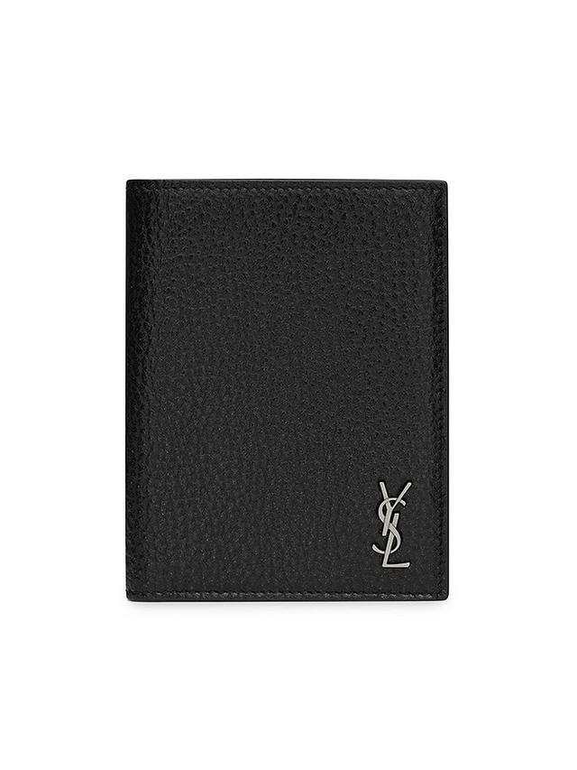 Mens Tiny Cassandre Credit Card Wallet In Grained Leather Product Image