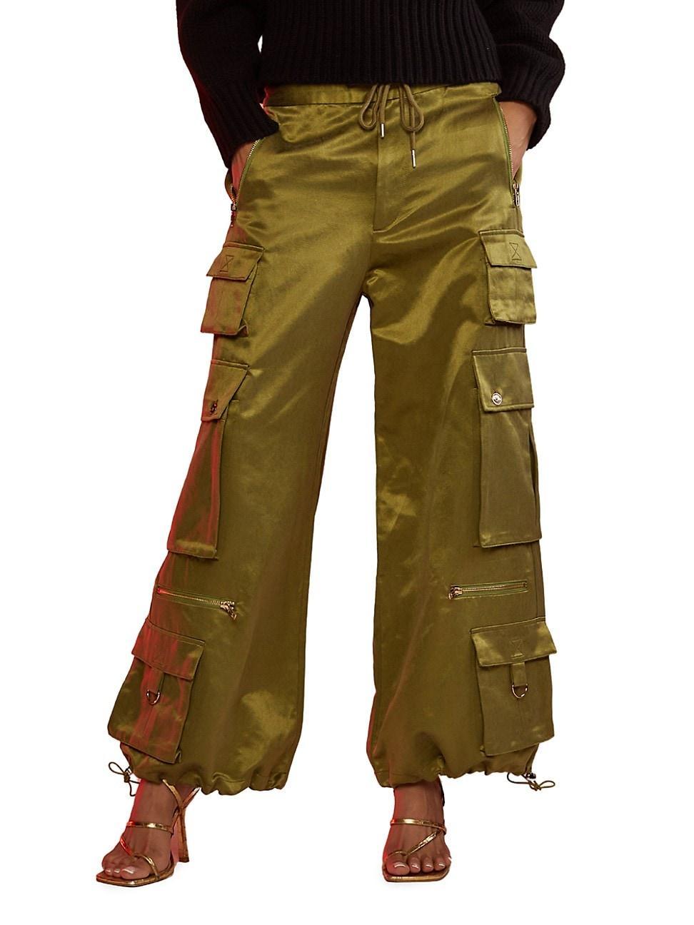 Womens Silk-Blend Cargo Pants product image