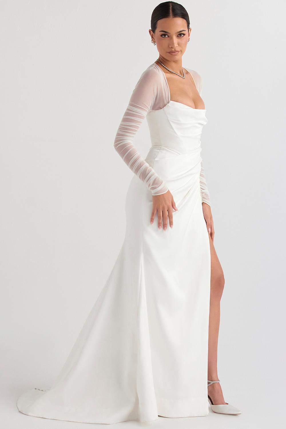 Elise White Satin Bridal Gown Product Image