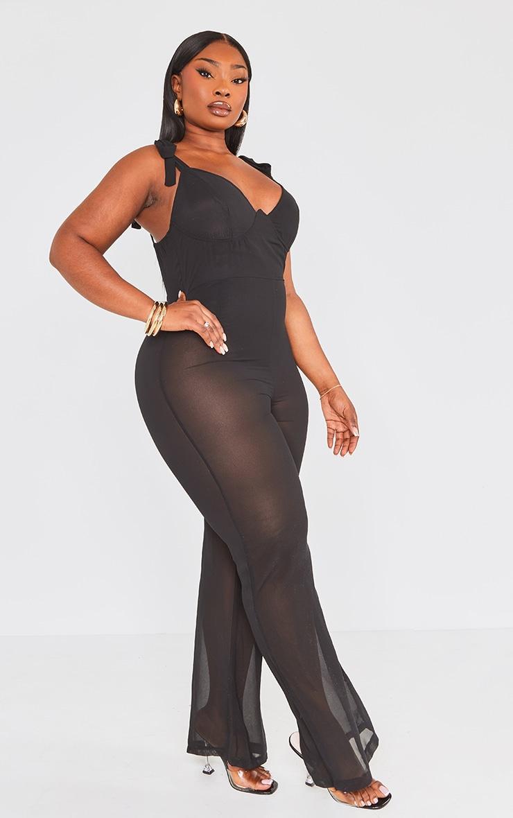 Plus Black Underwire Detail Jumpsuit Product Image