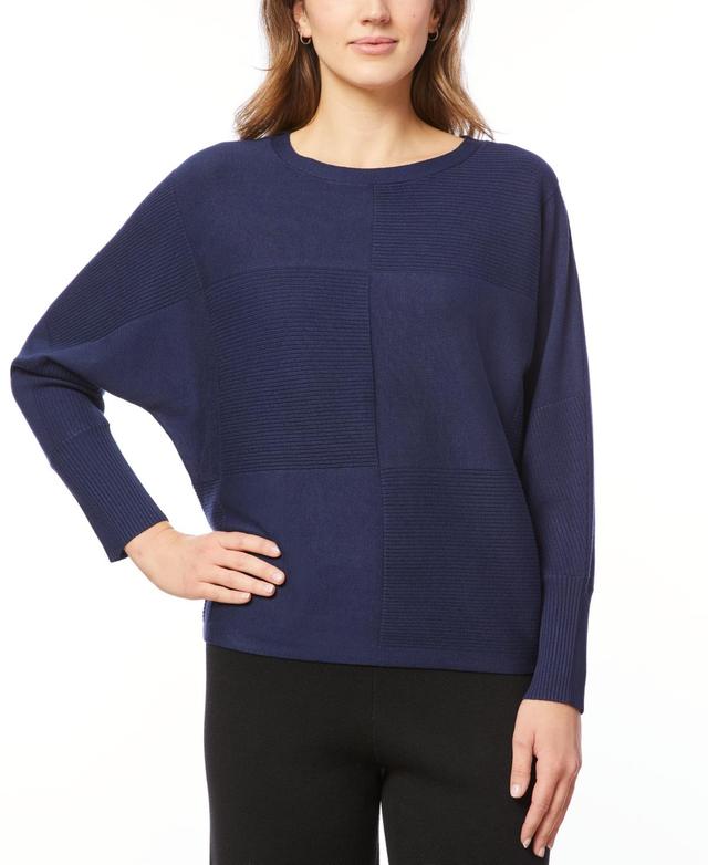 Melissa Paige Womens Ribbed Block-Stitch Dolman-Sleeve Sweater Product Image