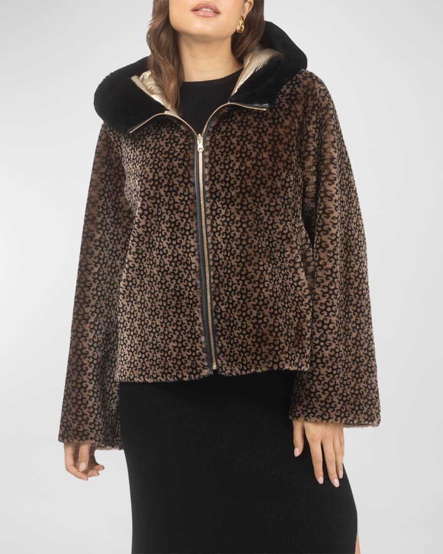 Reversible Lamb Shearling Hooded Zip Jacket Product Image