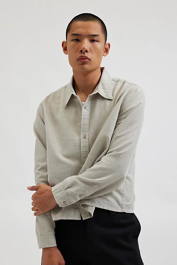 Urban Outfitters UO Shiny Solid Long Sleeve Button-Down Dress Shirt Mens at Urban Outfitters Product Image