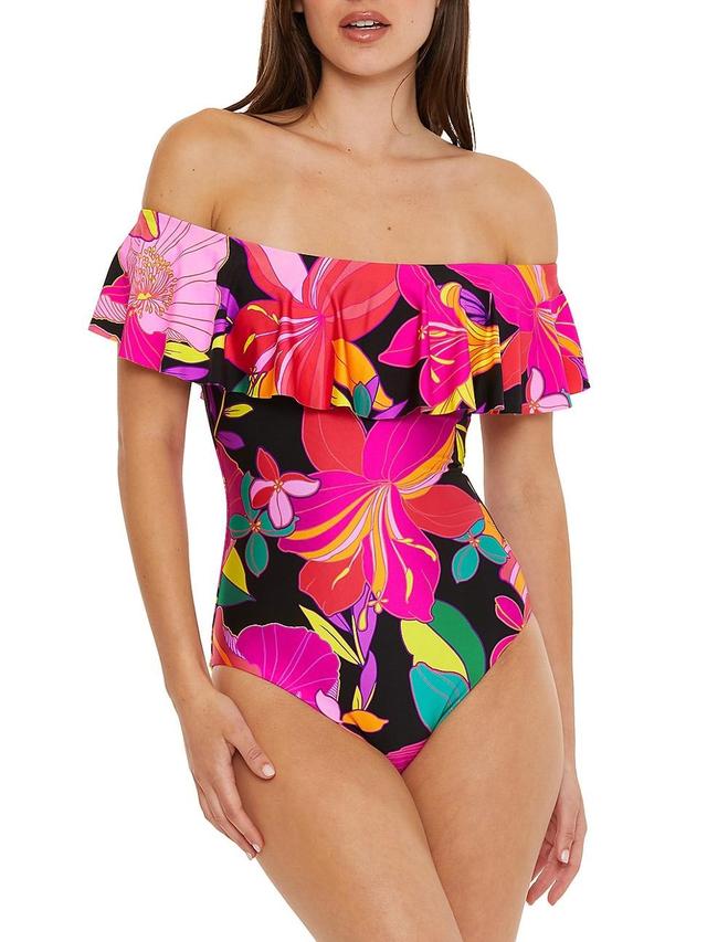 Womens Solar Floral One-Piece Swimsuit Product Image