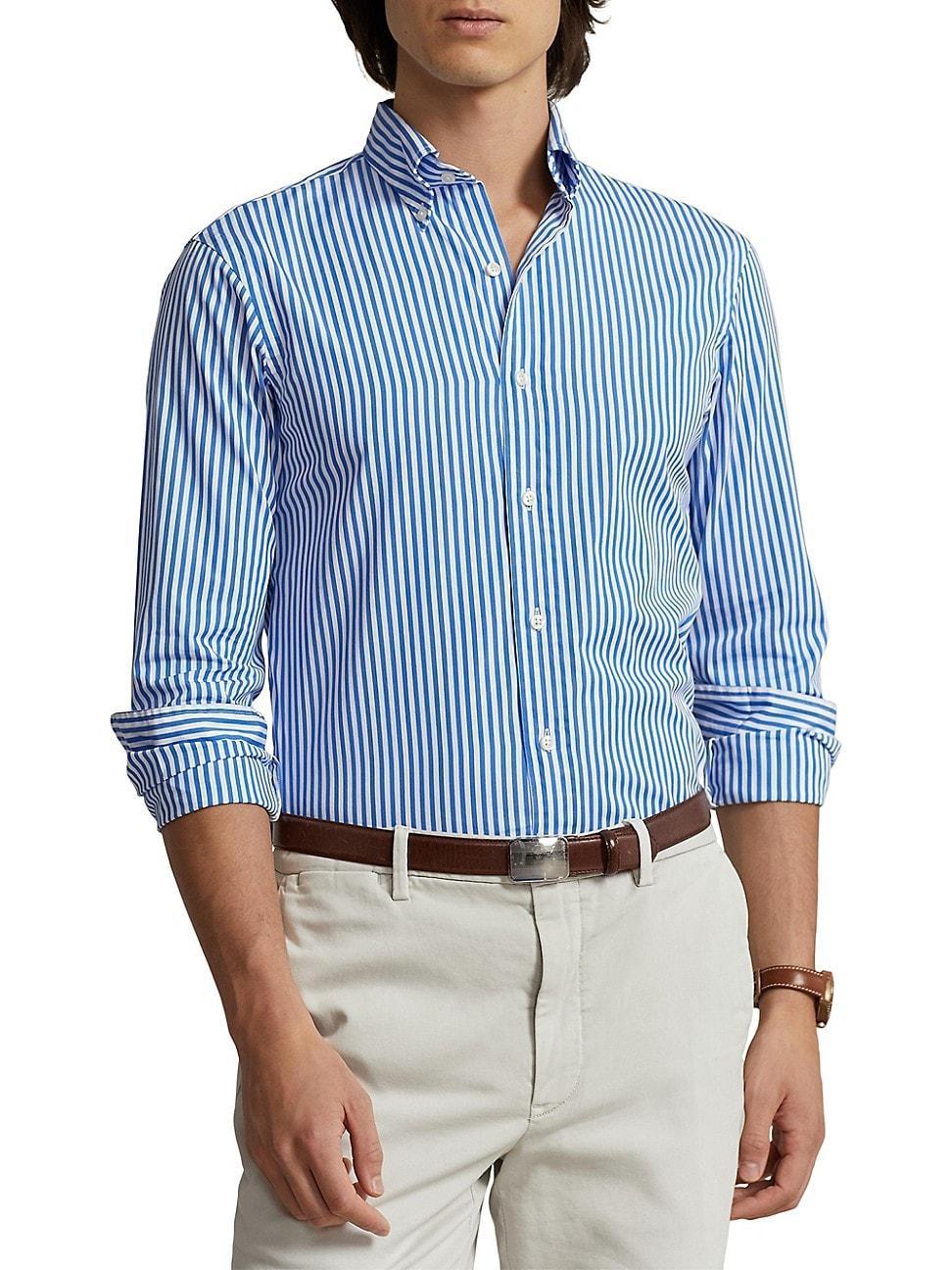 Mens Striped Long-Sleeve Button-Down Sport Shirt Product Image