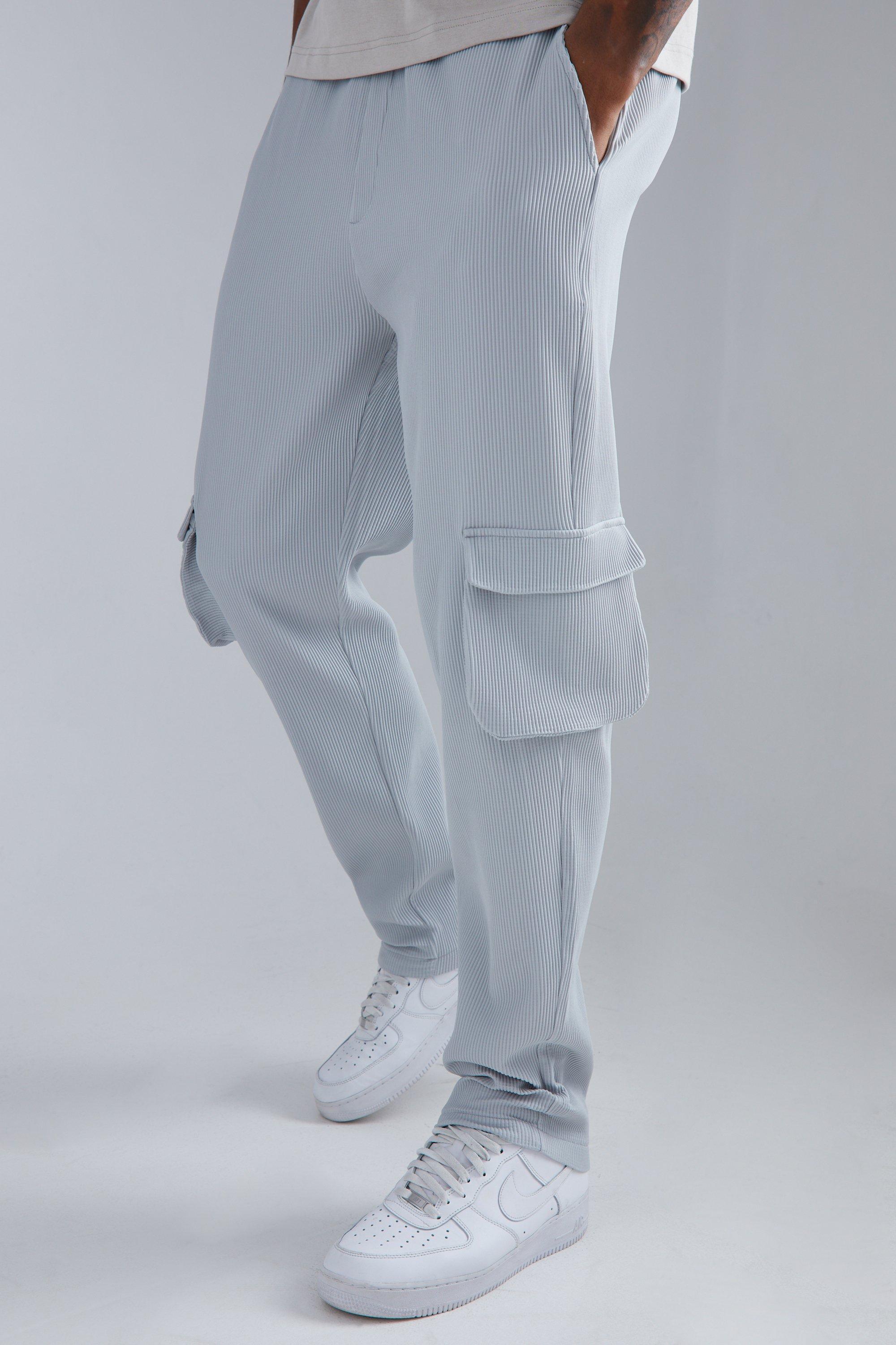 Tall Elastic Waist Tapered Fit Cargo Pleated Pants | boohooMAN USA Product Image