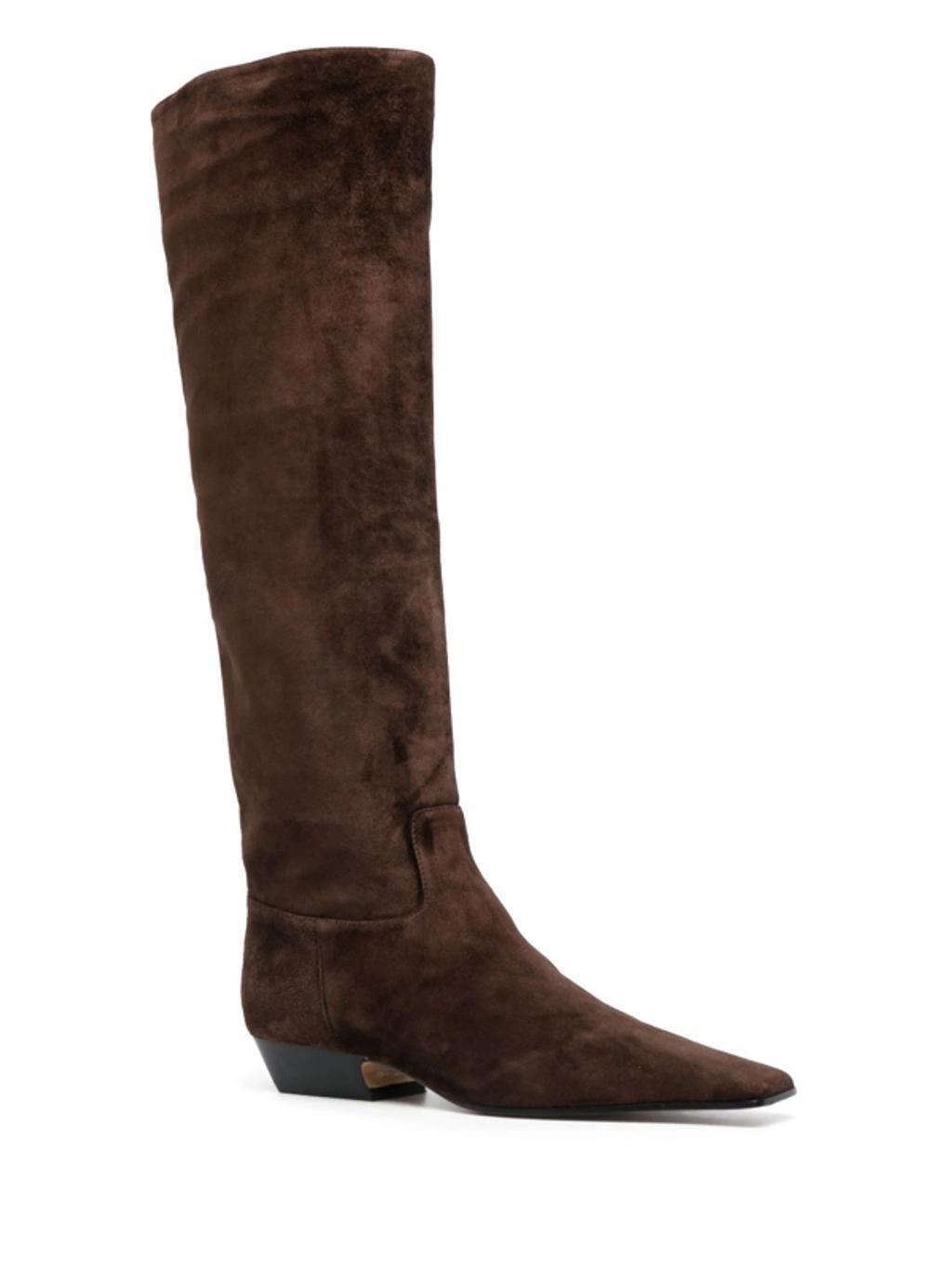 Marfa Suede Knee Boots In Brown Product Image