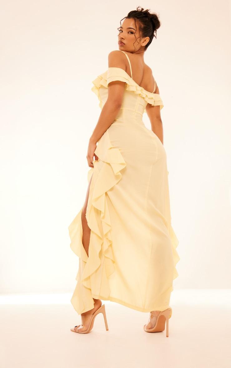  Lemon Cold Shoulder Ruffle Detail Maxi Dress Product Image