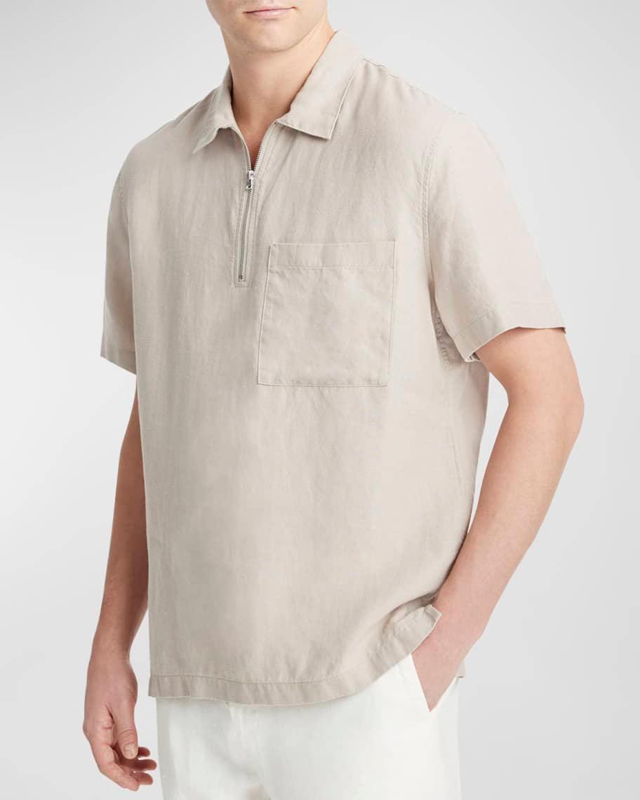 Mens Hemp Relaxed-Fit Quarter-Zip Shirt Product Image