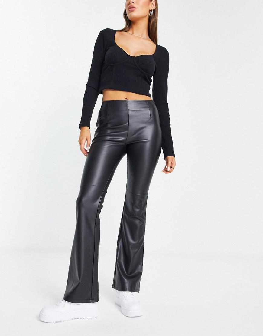 ASOS DESIGN stretch faux leather flare pants product image