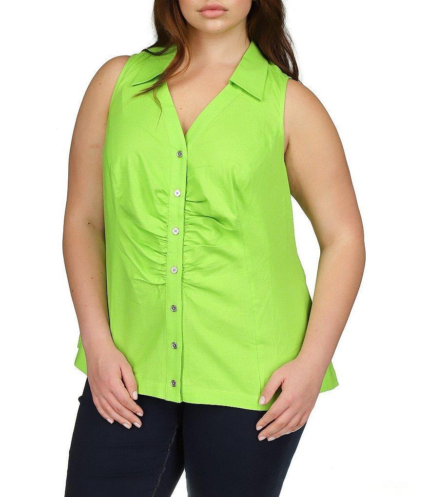 Michael Kors Plus Size Collar Halter Neckline Sleeveless Top Product Image