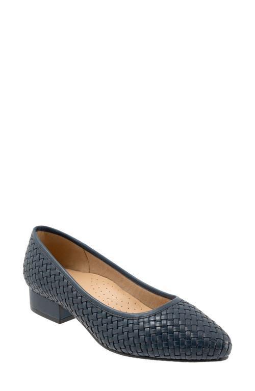 Trotters Jade Woven Leather Block Heel Pumps Product Image