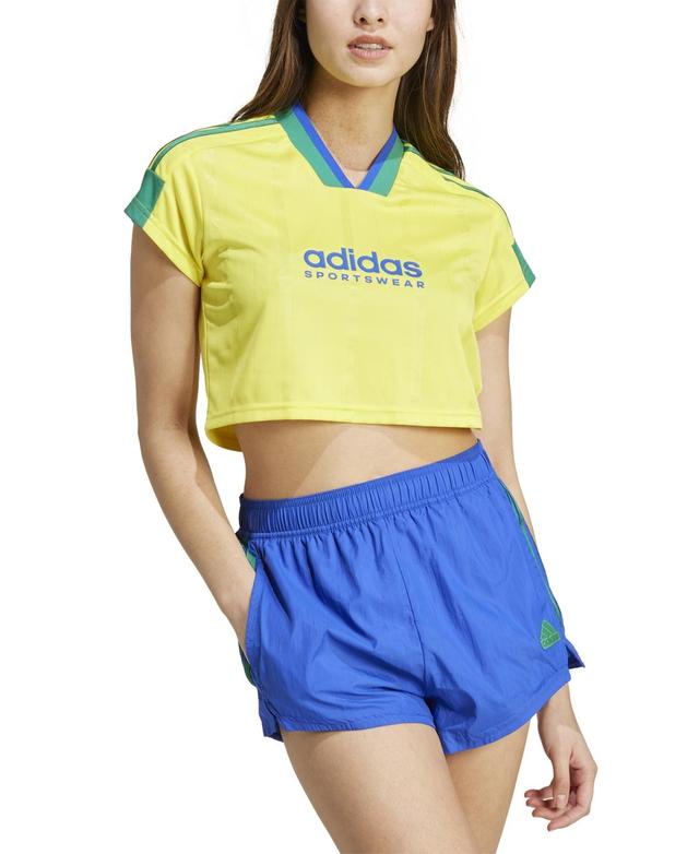 adidas Womens Tiro 3-Stripes Short-Sleeve Crop Top Product Image