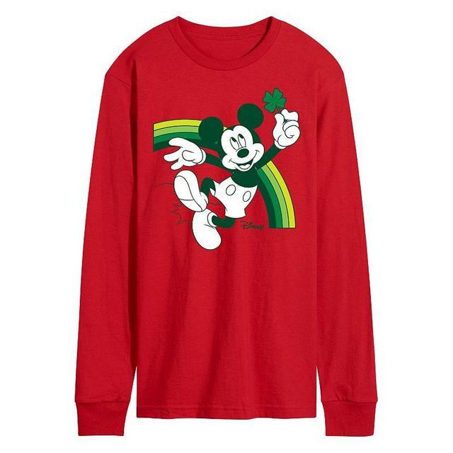 Disneys Mickey Mouse Mens Green Rainbow Long Sleeve Graphic Tee Product Image