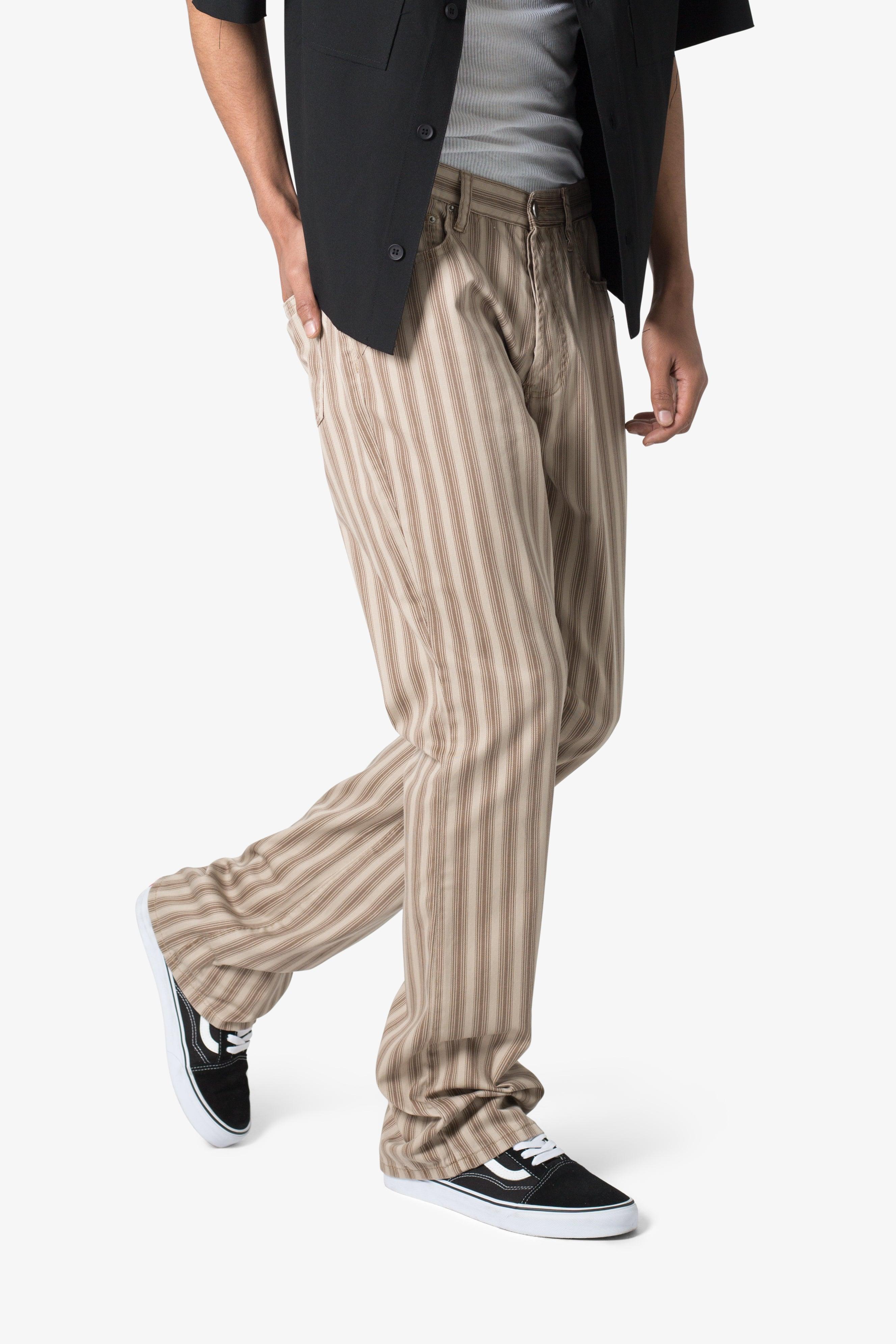 Striped Flare Pants - Brown Product Image