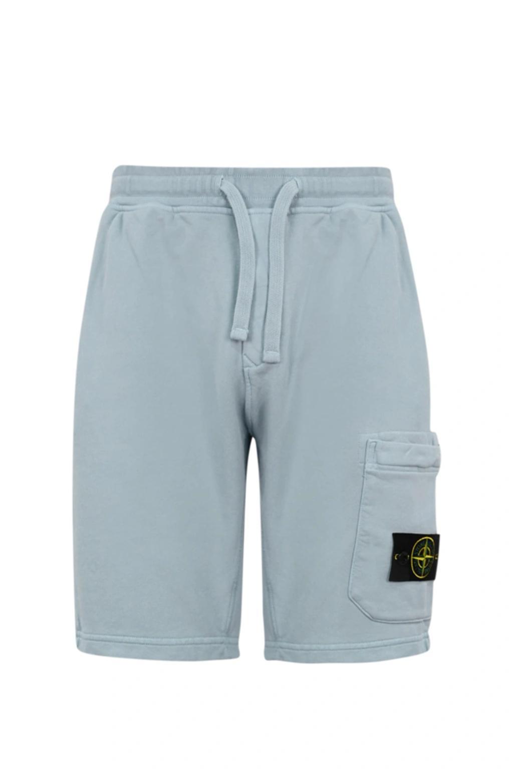 STONE ISLAND Compass-patch Cotton Track Shorts In Cielo Product Image