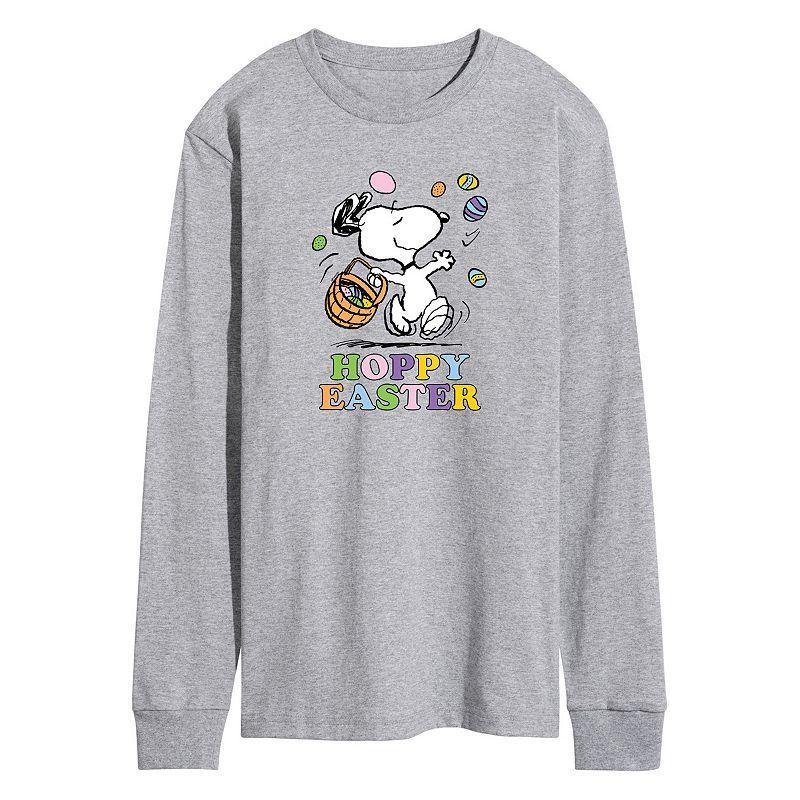 Mens Peanuts Hoppy Easter Long Sleeve Graphic Tee Grey Gray Product Image