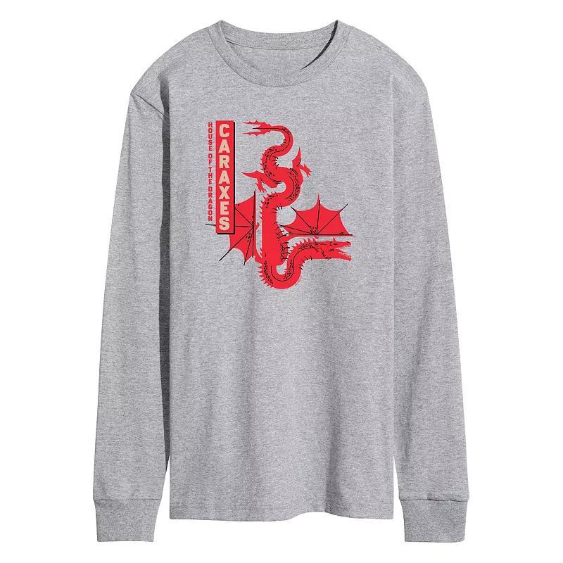 Mens House Of The Dragon Caraxes Dragon Long Sleeve Graphic Tee Grey Gray Product Image