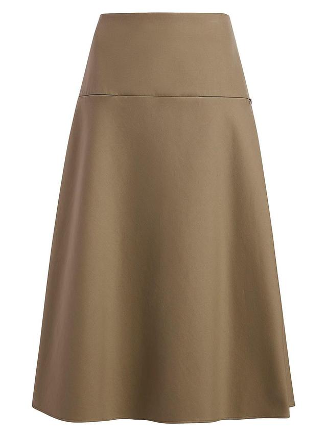 Womens Pleated Asymmetric Midi-Skirt - Olive Black - Size 0 Product Image