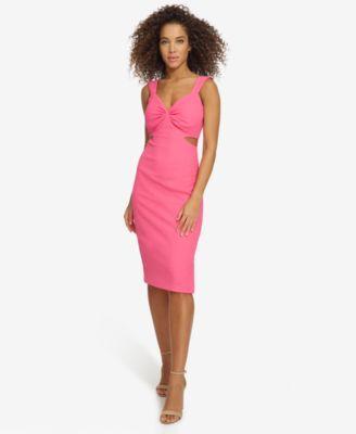 Siena Womens Textured Side-Cutout Gathered-Bodice Dress Product Image