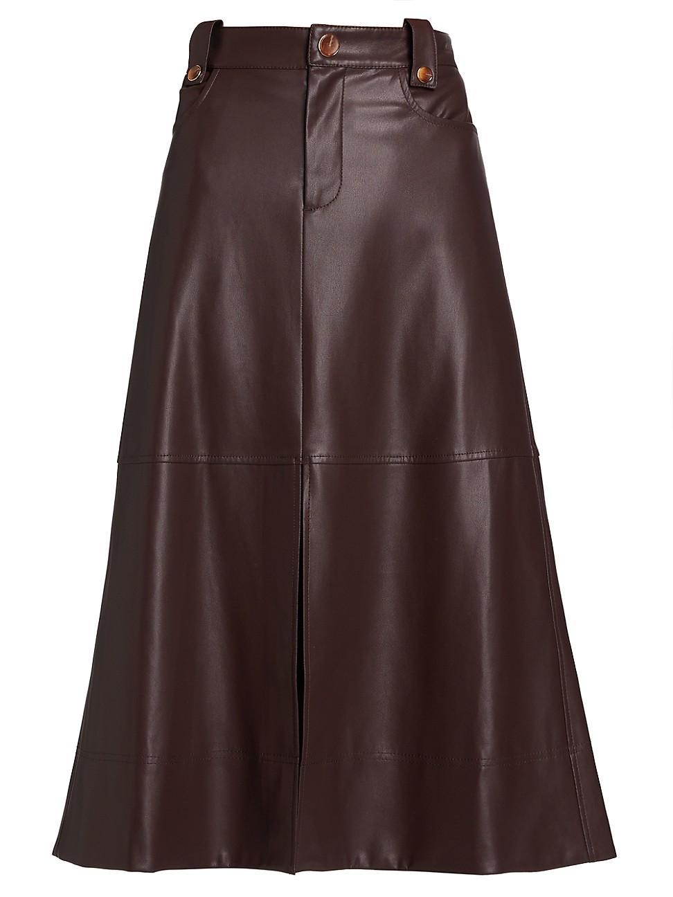 Womens Hudie Vegan Leather Midi-Skirt product image