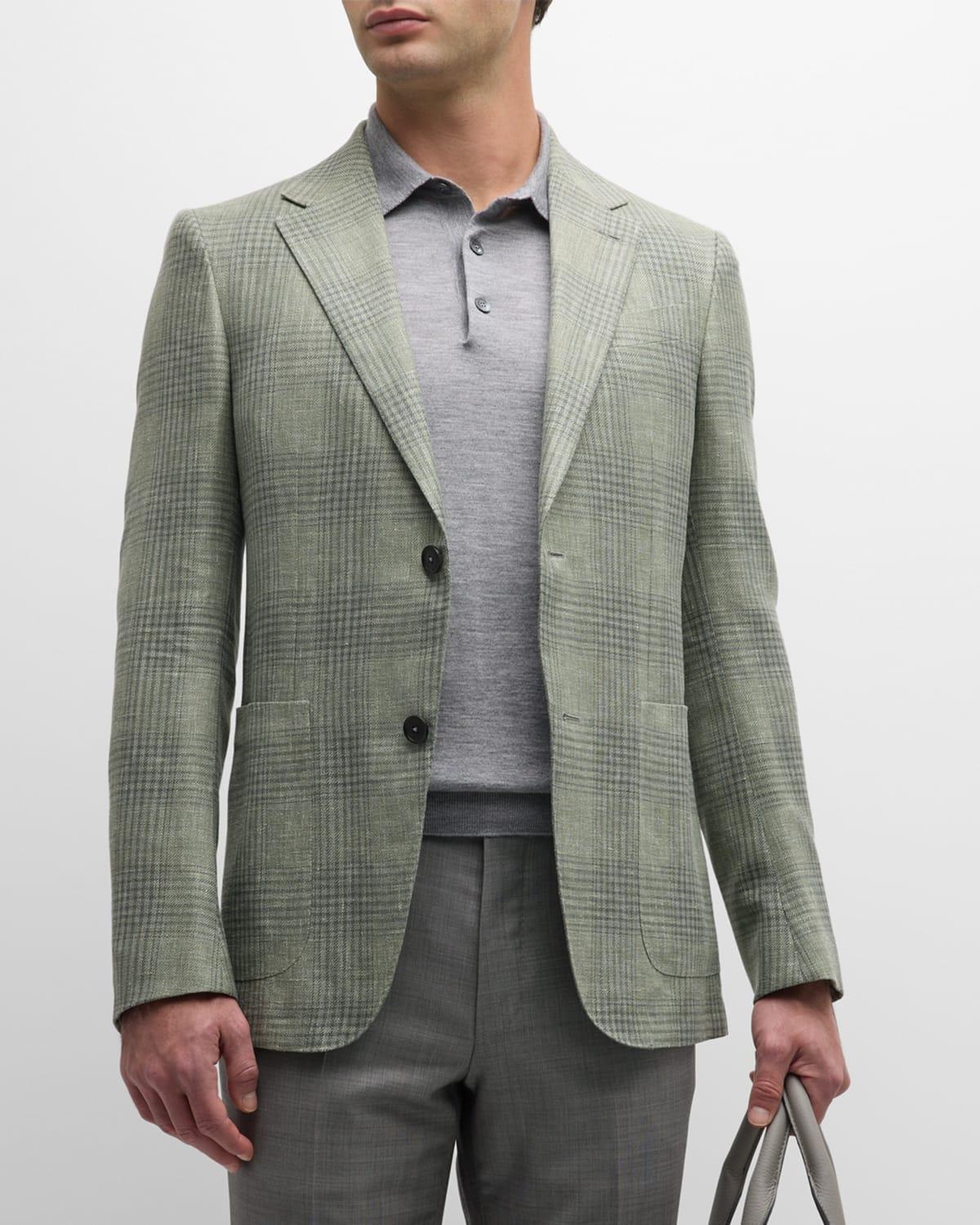 Mens Plaid Linen-Blend Sport Coat Product Image