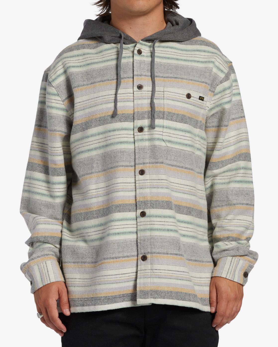 Baja Hooded Long Sleeve Flannel Shirt - Jade Stone Male Product Image