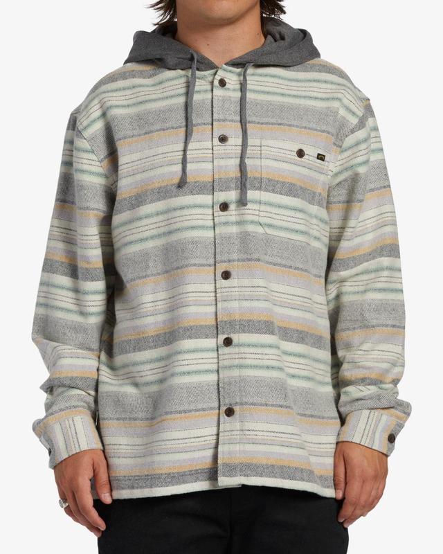 Baja Hooded Long Sleeve Flannel Shirt - Jade Stone Male Product Image