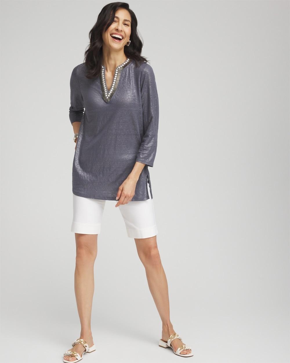 Linen Foil Embellished Tunic Product Image